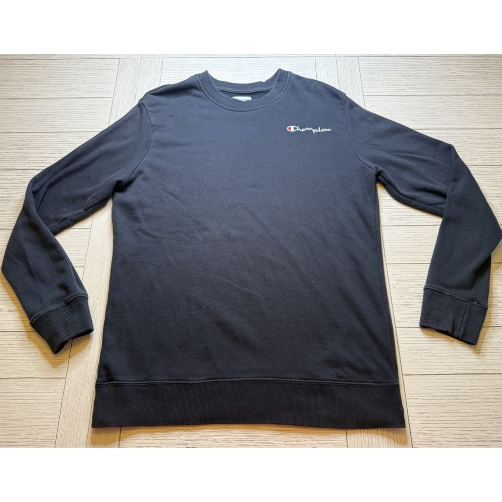 Champion Lightweight Sweatshirt Crewneck Mens Sz Medium Stitched Logo Black